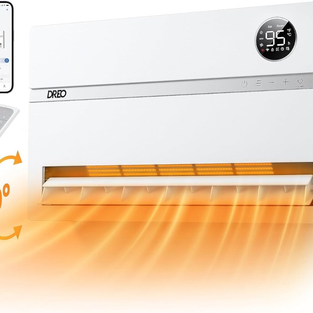 Smart Wall Heater, Electric Space Heater for Bedroom 1500W, 120° Vertical Oscill